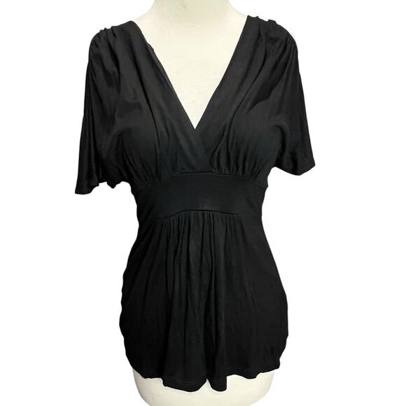 Soprano Y2K Babydoll Top Womens M Black Cold Shoulder Empire Flowy Whimsygoth - Picture 1 of 13
